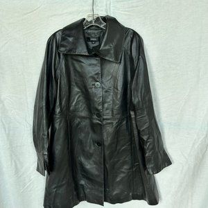 Vintage Siena Buttery Soft Black Leather A-Line Coat